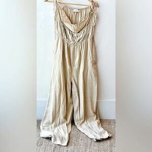 BEIGE BOTANY | Summer Bohemian Jumpsuit with Pockets | Size L
